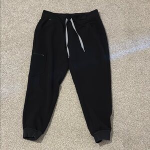 Figs Black high waisted Zamora Jogger Pants with Gray Drawstring